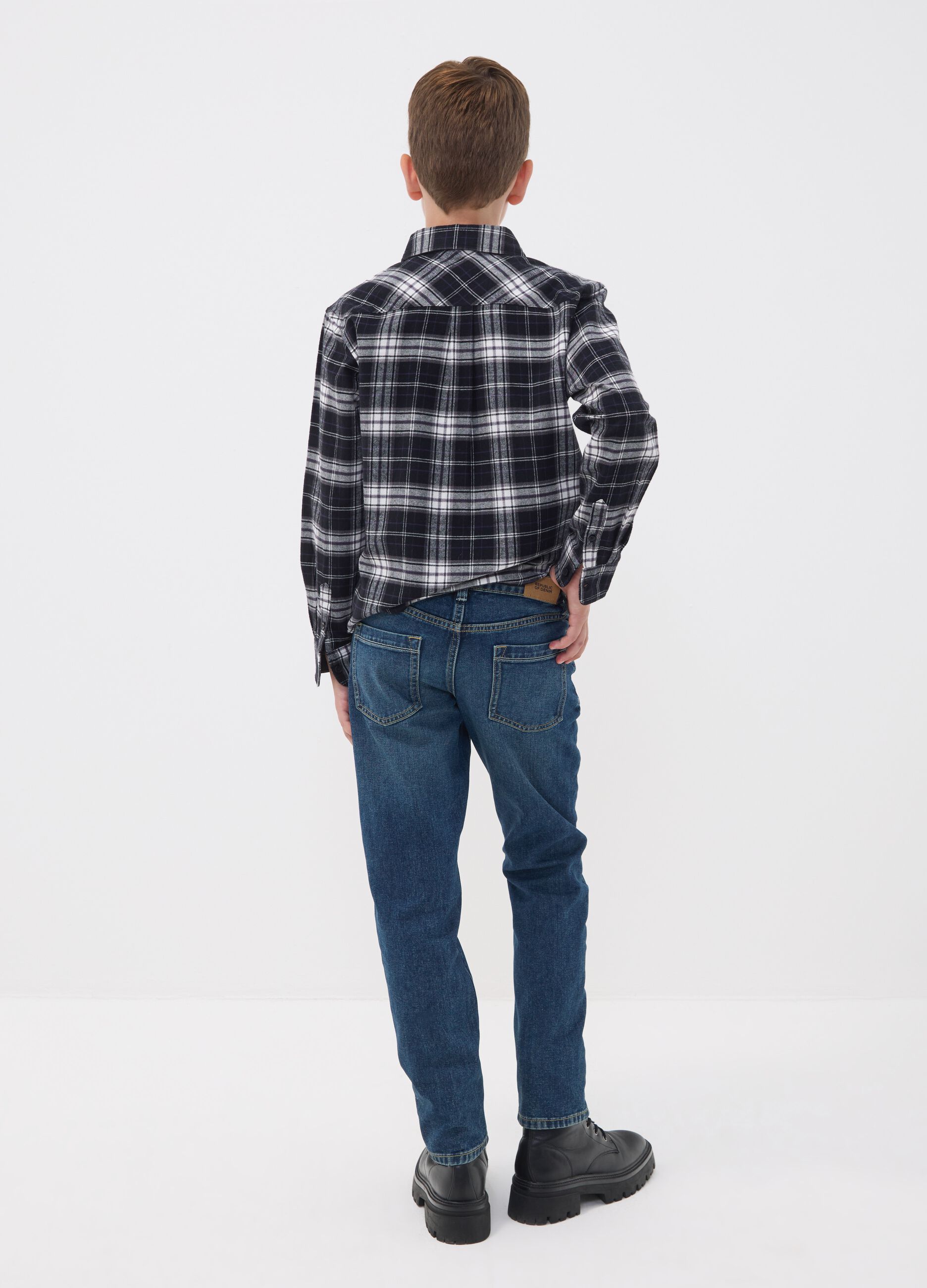 Blue pure cotton regular-fit jeans for boys