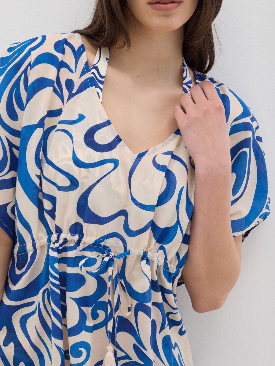 Women's multicolour short cotton kaftan dress_3
