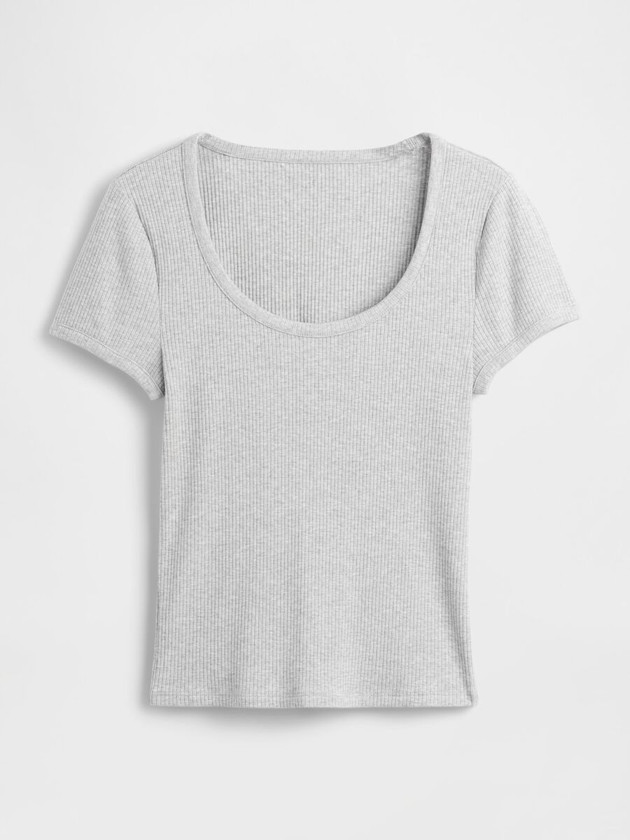 T-shirt grigia elasticizzata a maniche corte_3