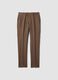 Brown pure linen slim-fit trousers_0