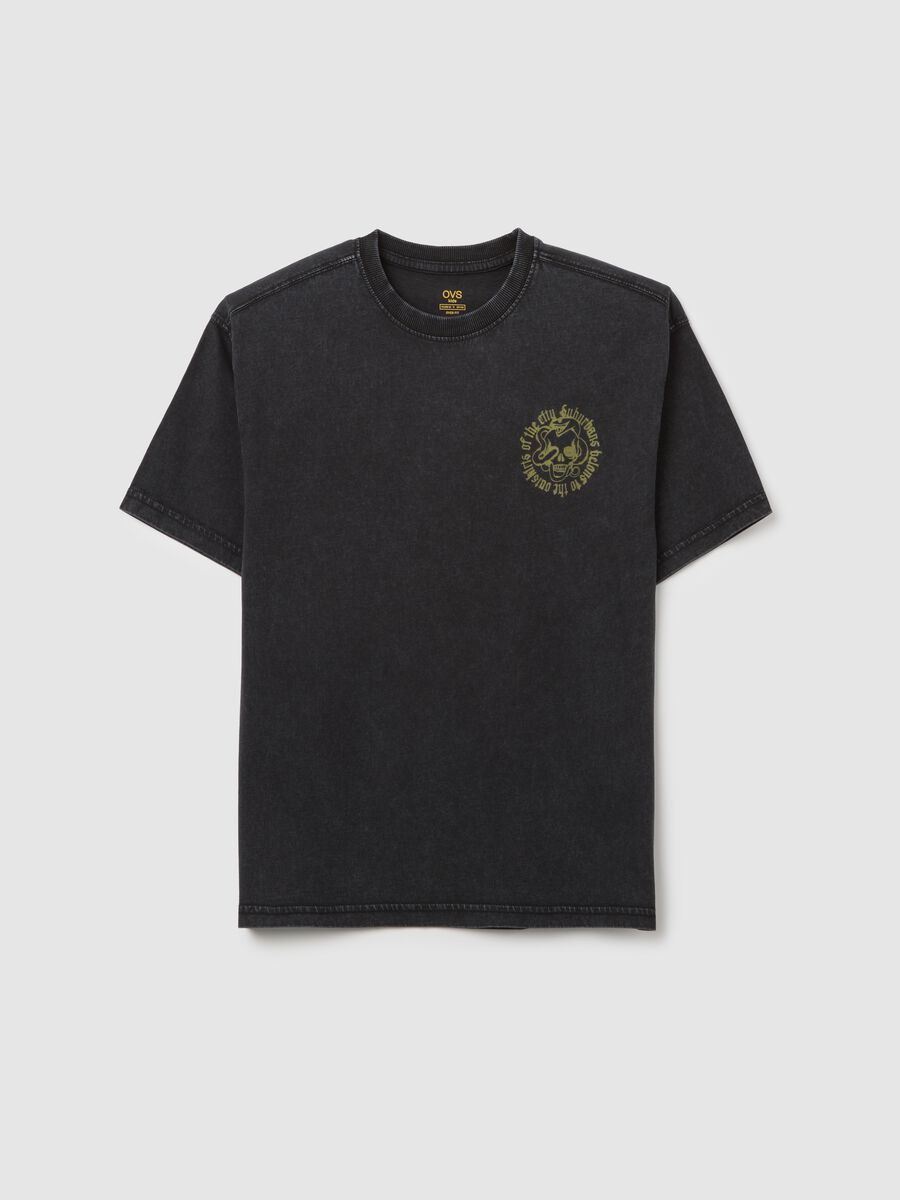 Boys’ black over-fit T-shirt in 100% cotton with graphic print_3
