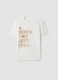 Boys' regular fit pure cotton white T-shirt with writing_0