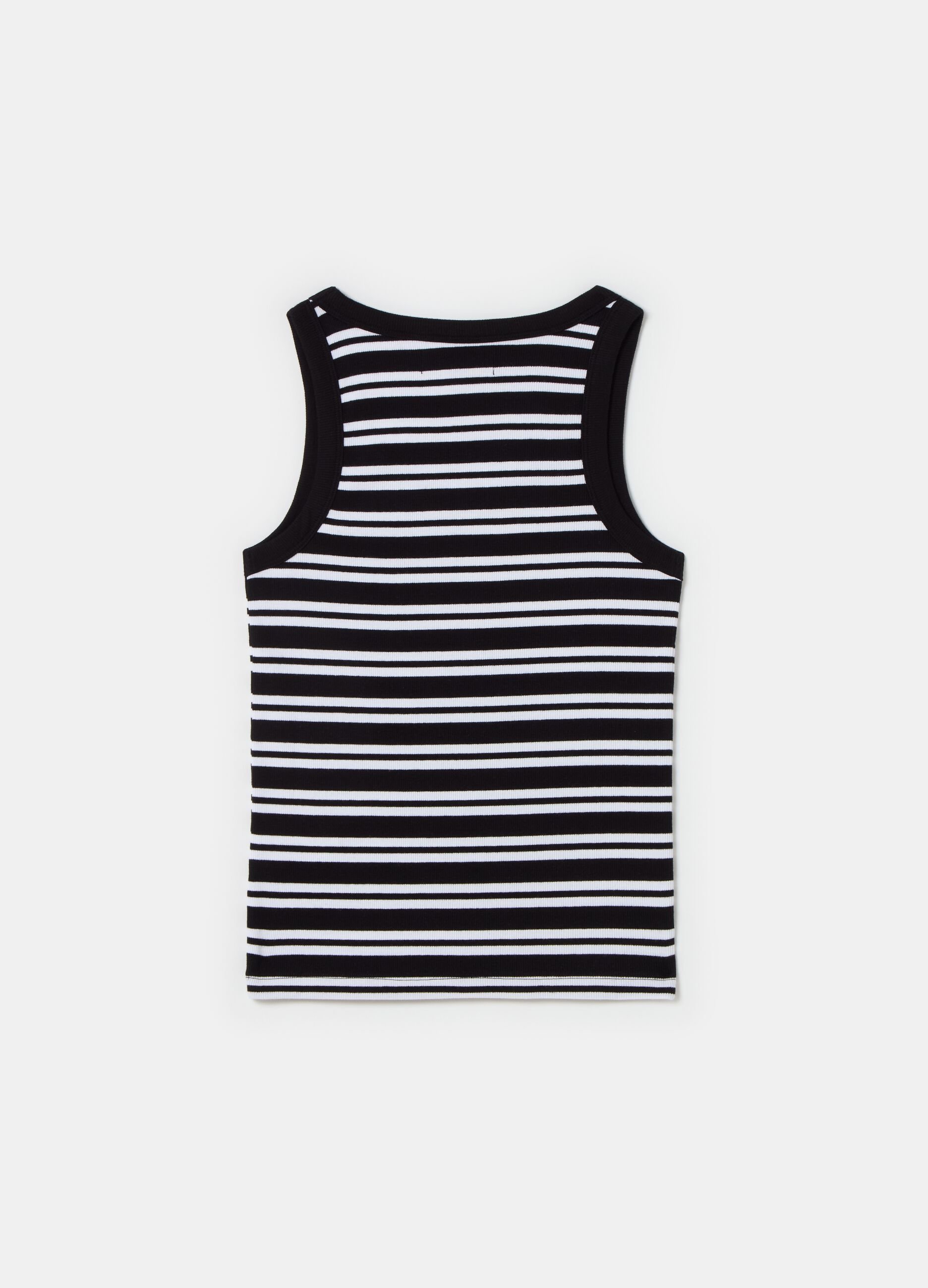 Ribbed tank top with striped pattern