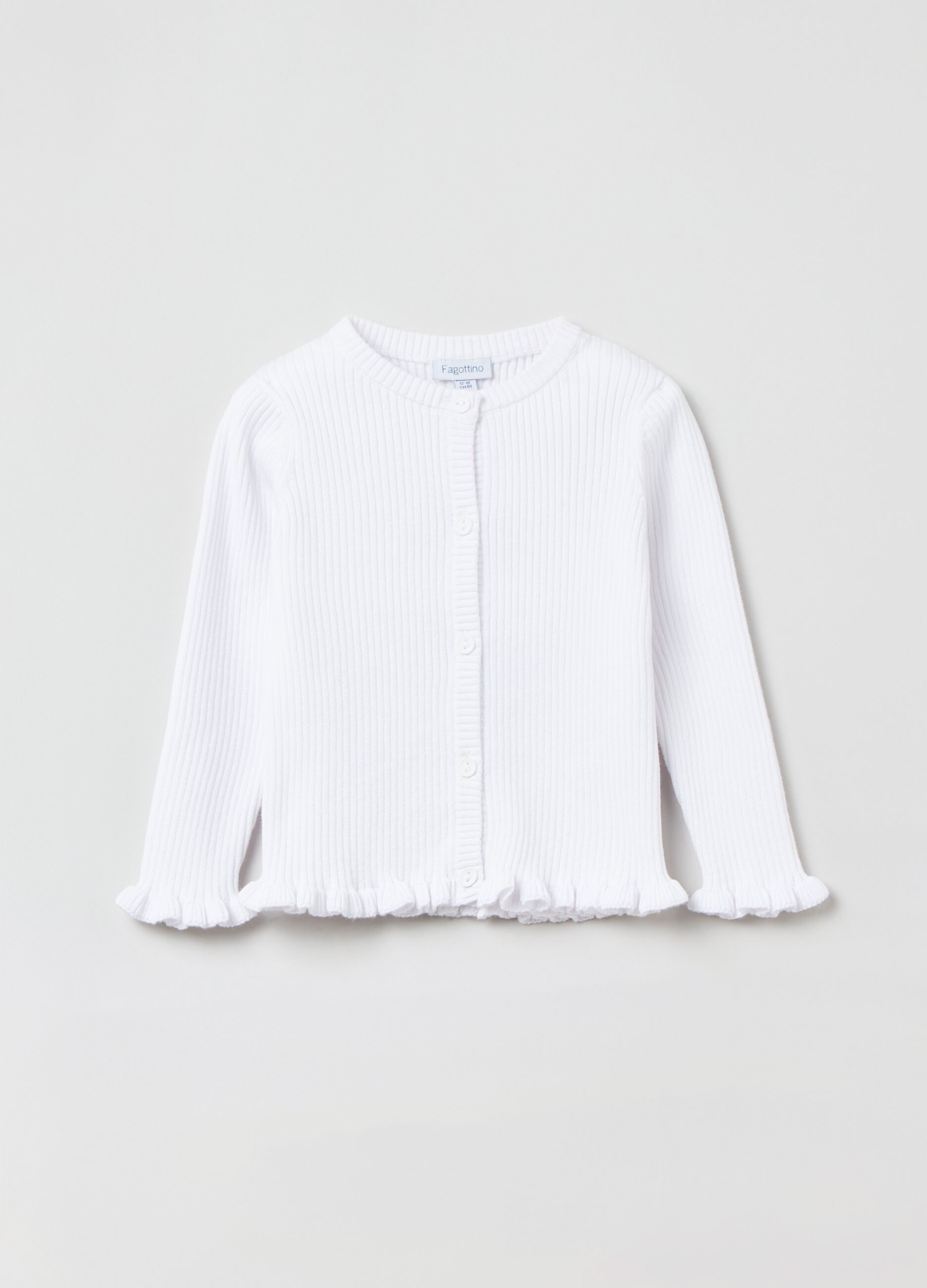Ribbed cardigan with frills