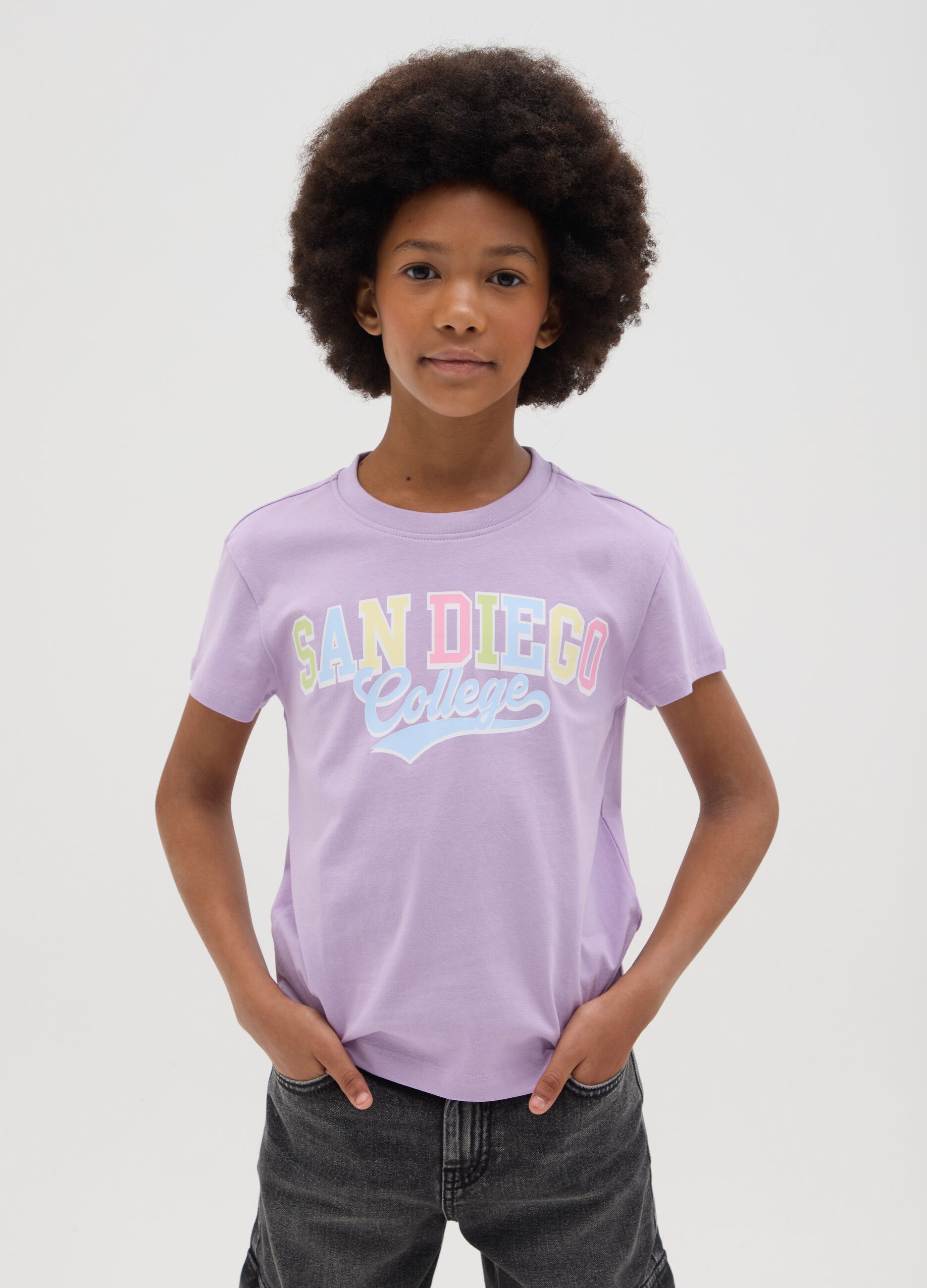 Girls’ purple regular fit T-shirt in 100% cotton