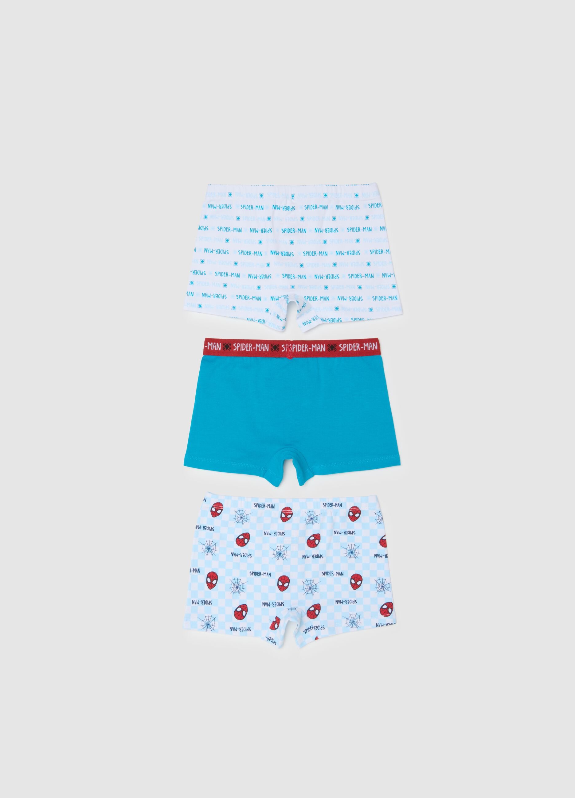 Set tripack boxer da bambino in cotone elasticizzato multicolor