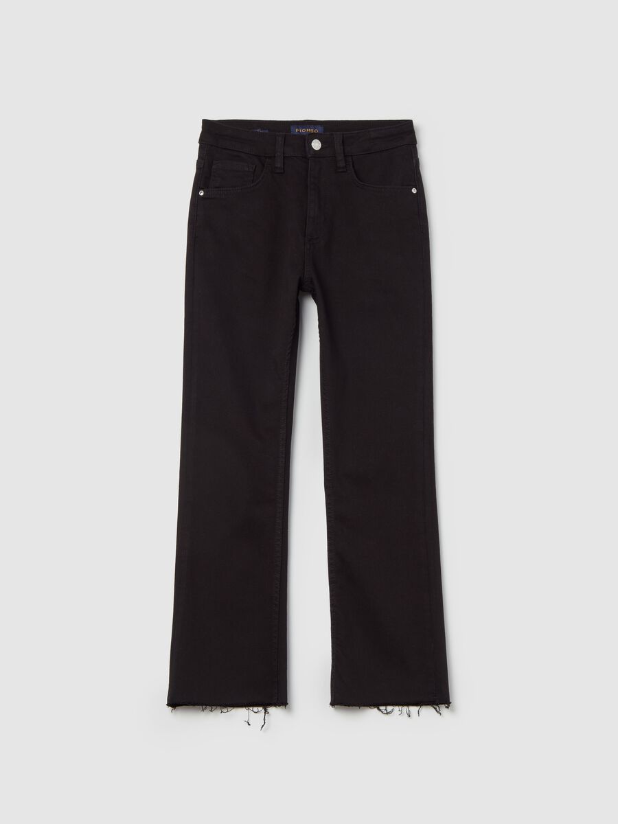 Flare-fit crop jeans with raw edging_4