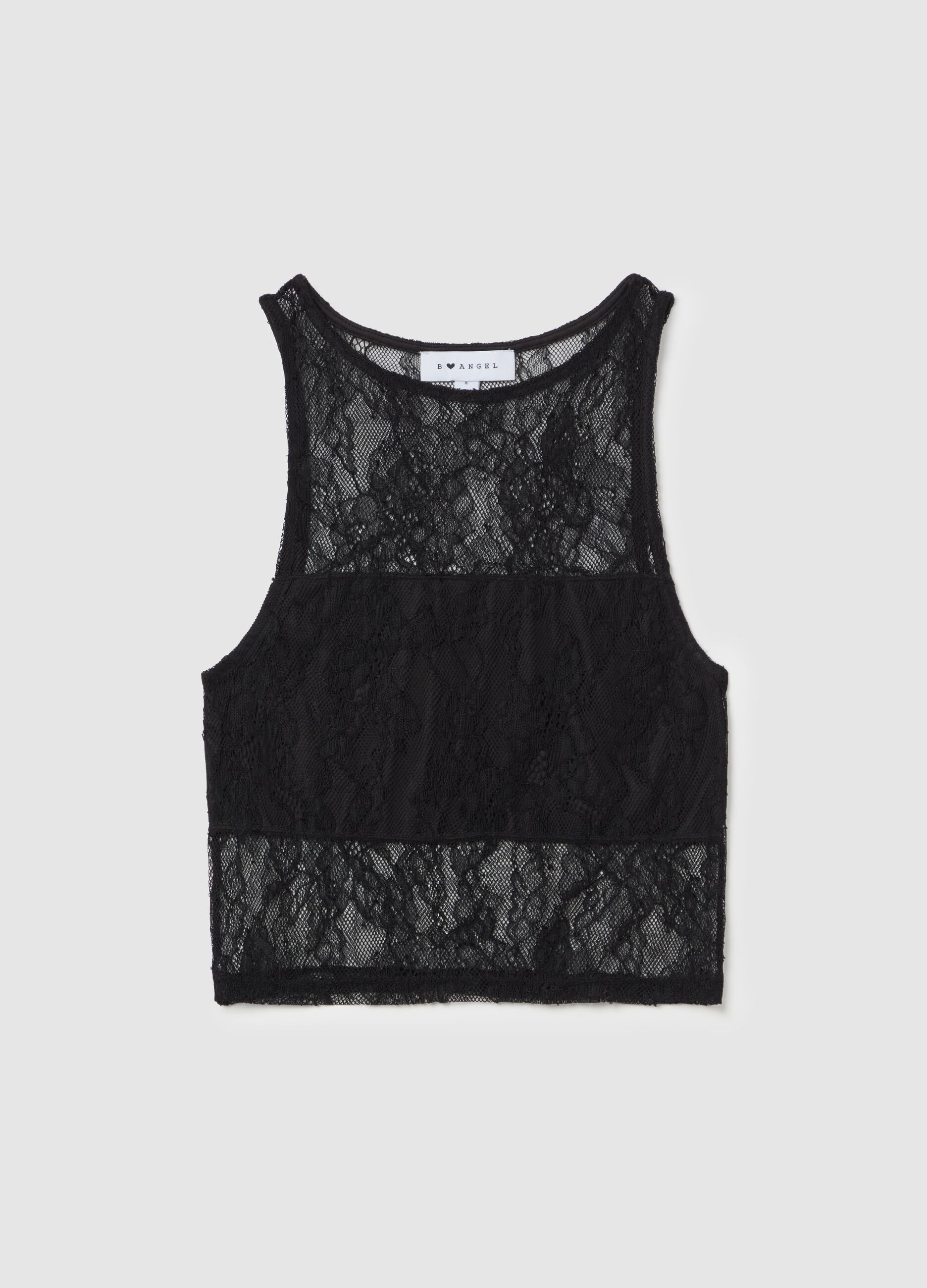 Crop tank top in lace