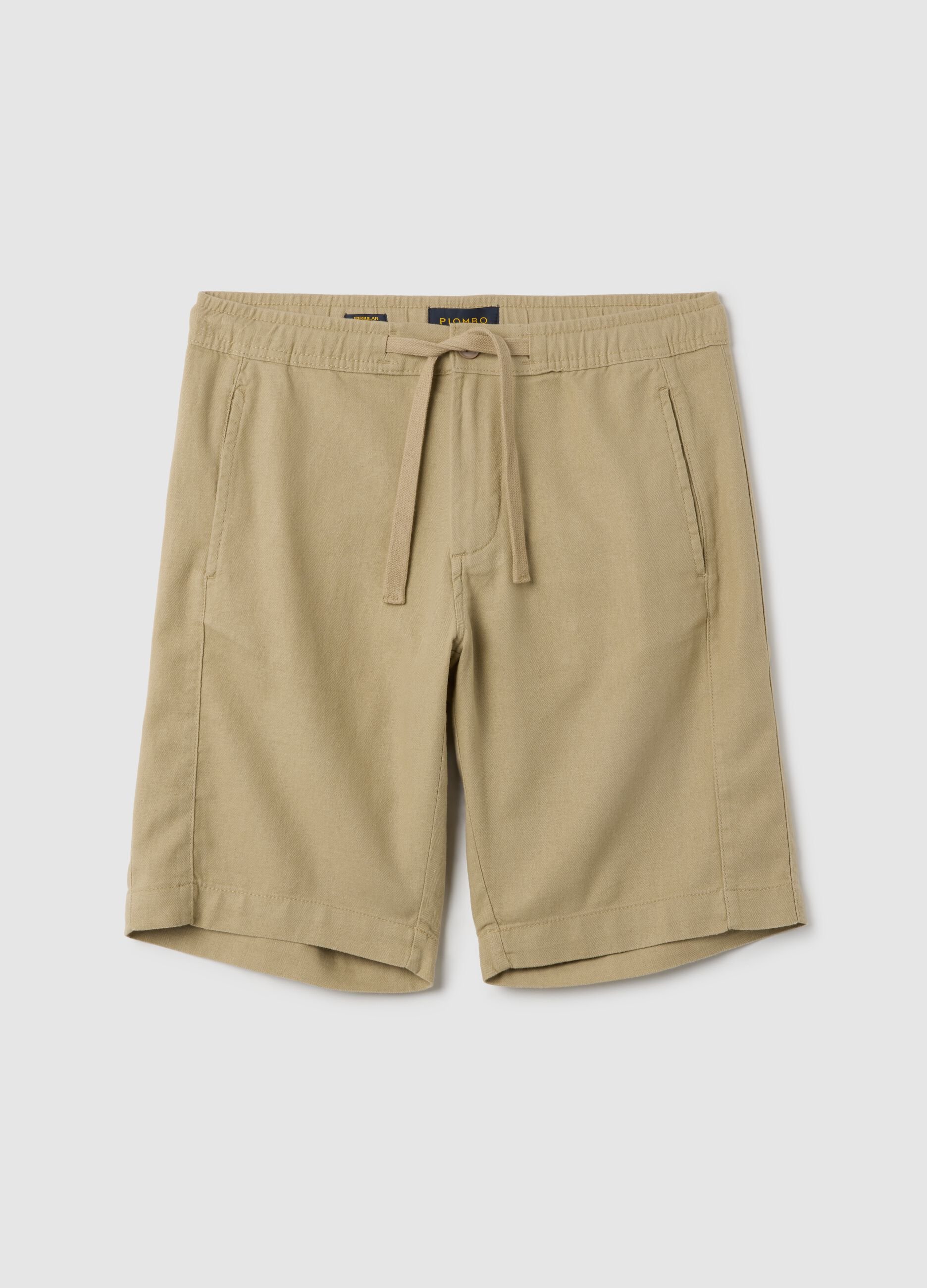 Men's beige cotton blend shorts regular fit