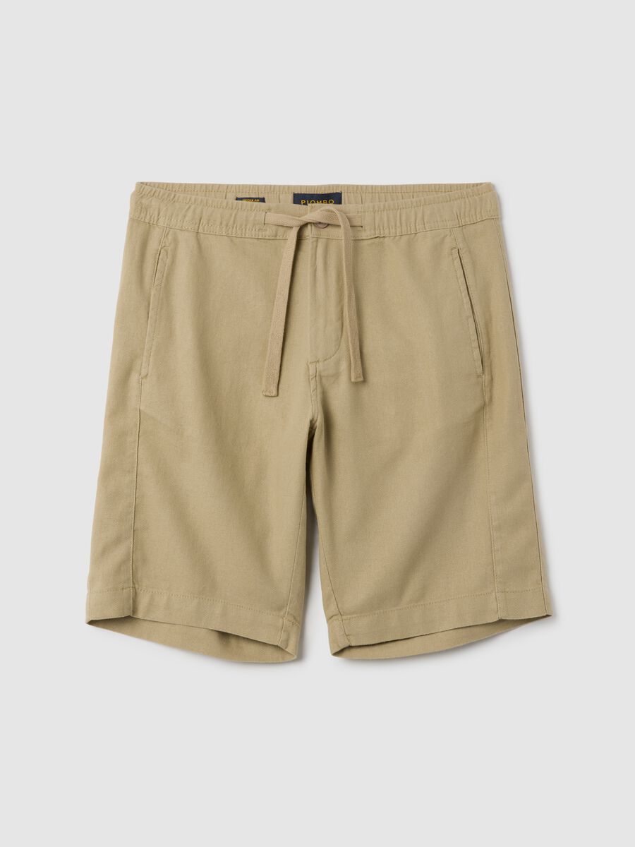 Men's beige cotton blend shorts regular fit_0