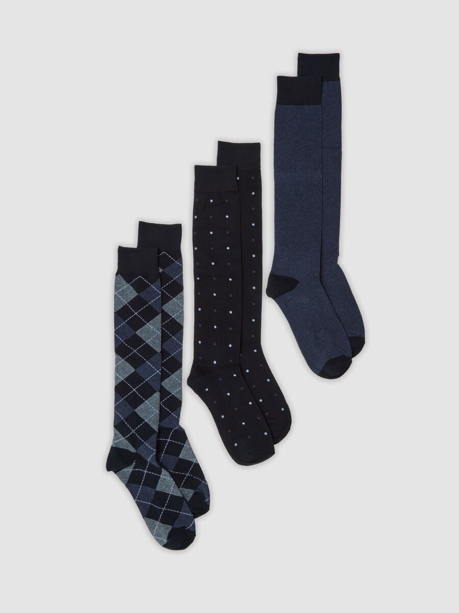 3-pack of long blue socks in stretch organic cotton_0