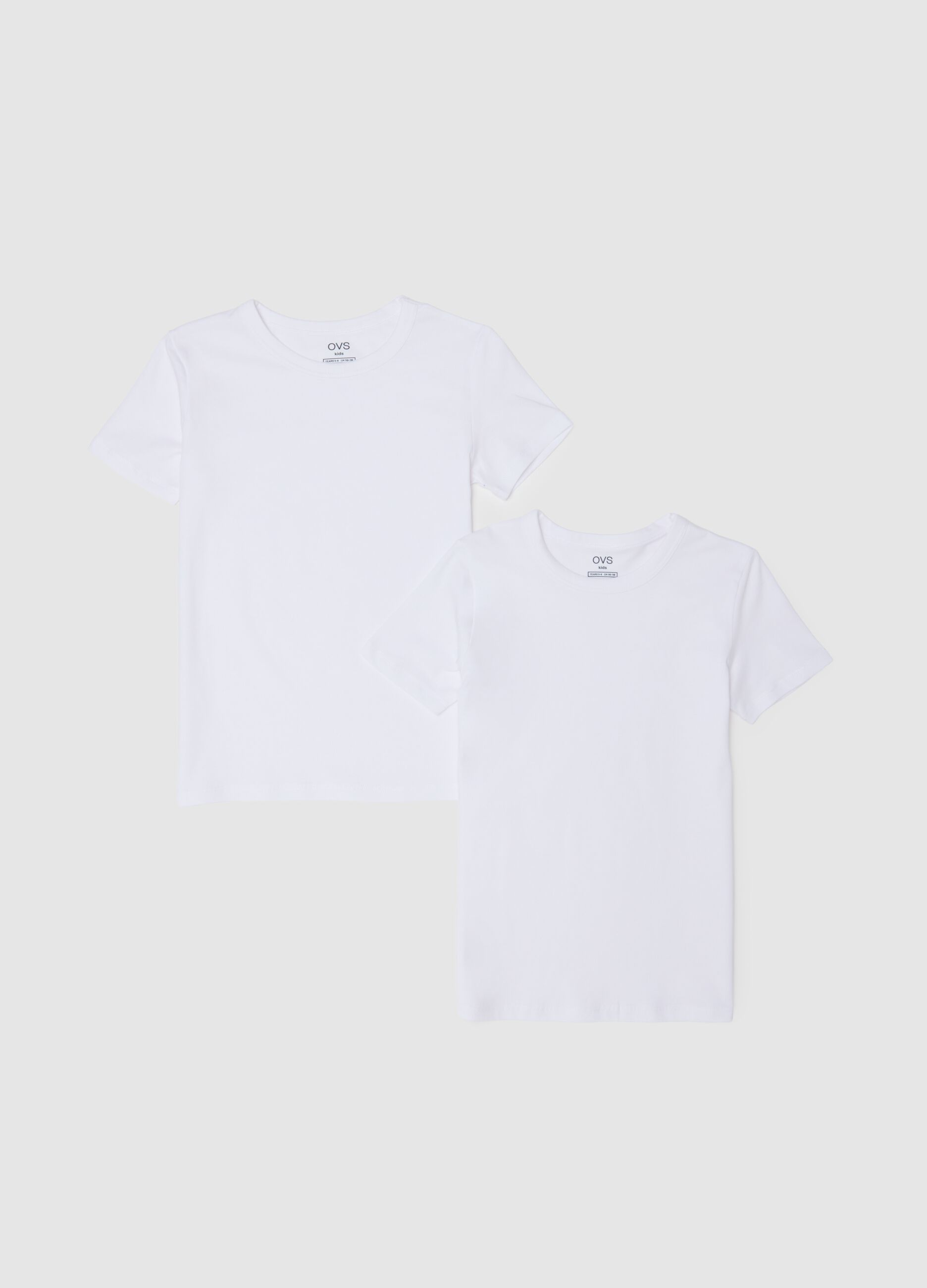 Two-pack white stretch cotton t-shirt for kids regular fit