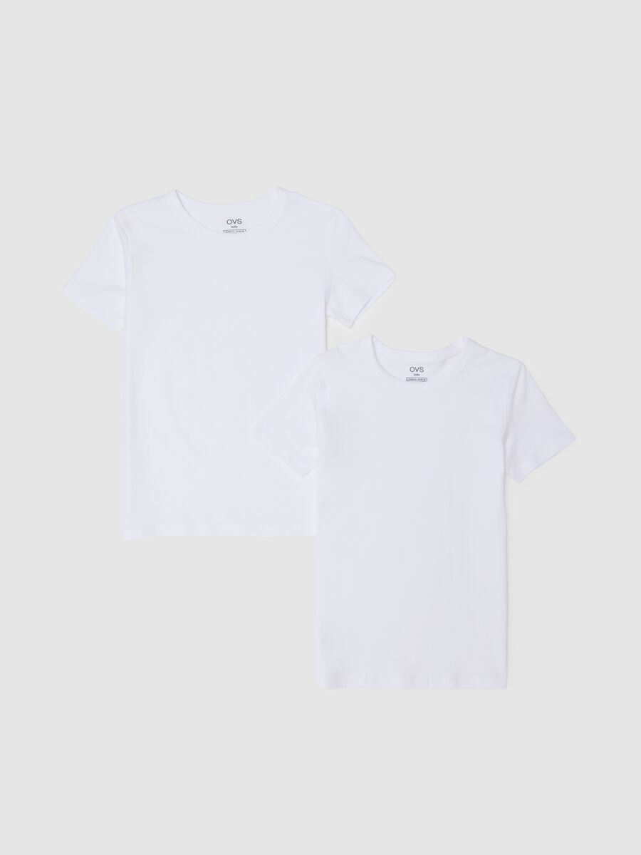 Two-pack white stretch cotton t-shirt for kids regular fit_0