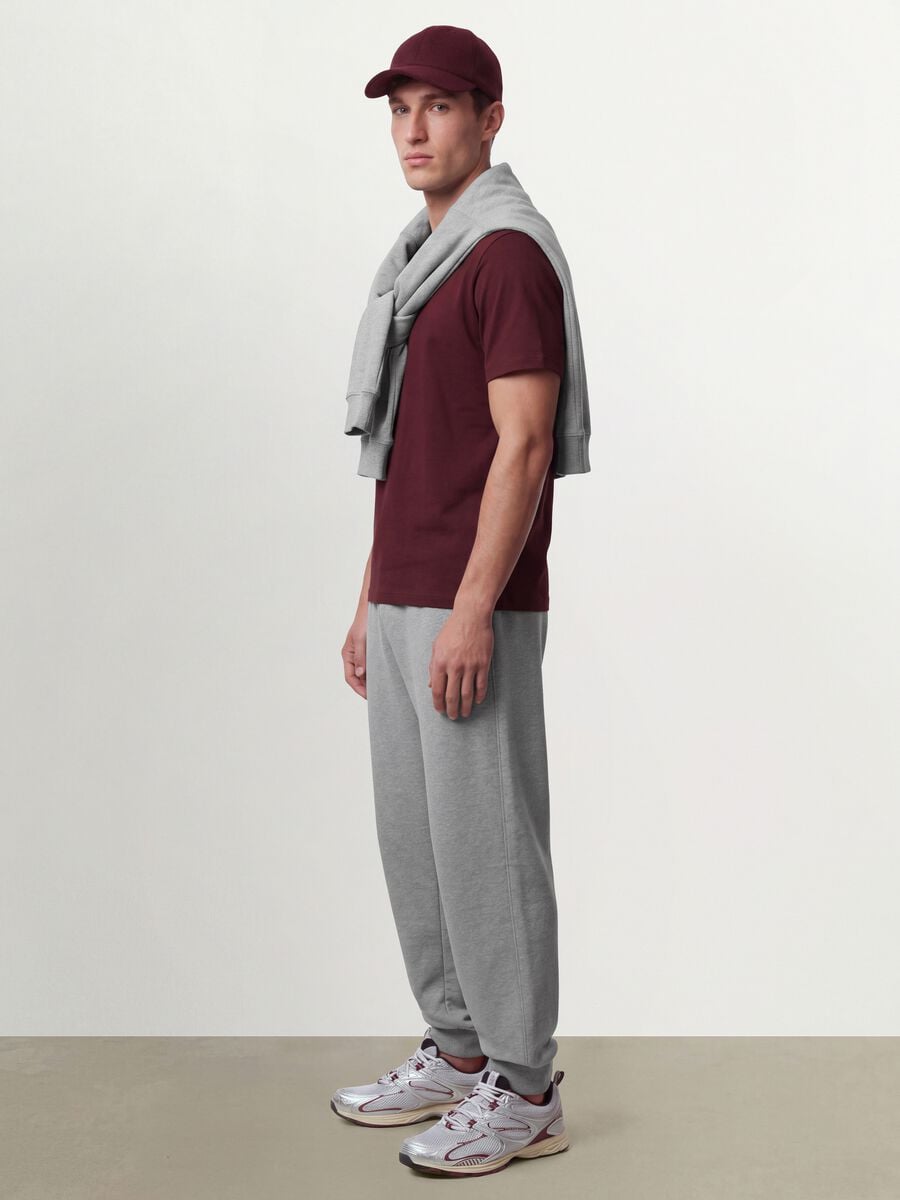 Grey cotton-blend joggers with cuffed hems and drawstring_2