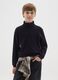Boys' Black High-Neck Sweater in Pure Cotton Regular Fit_0