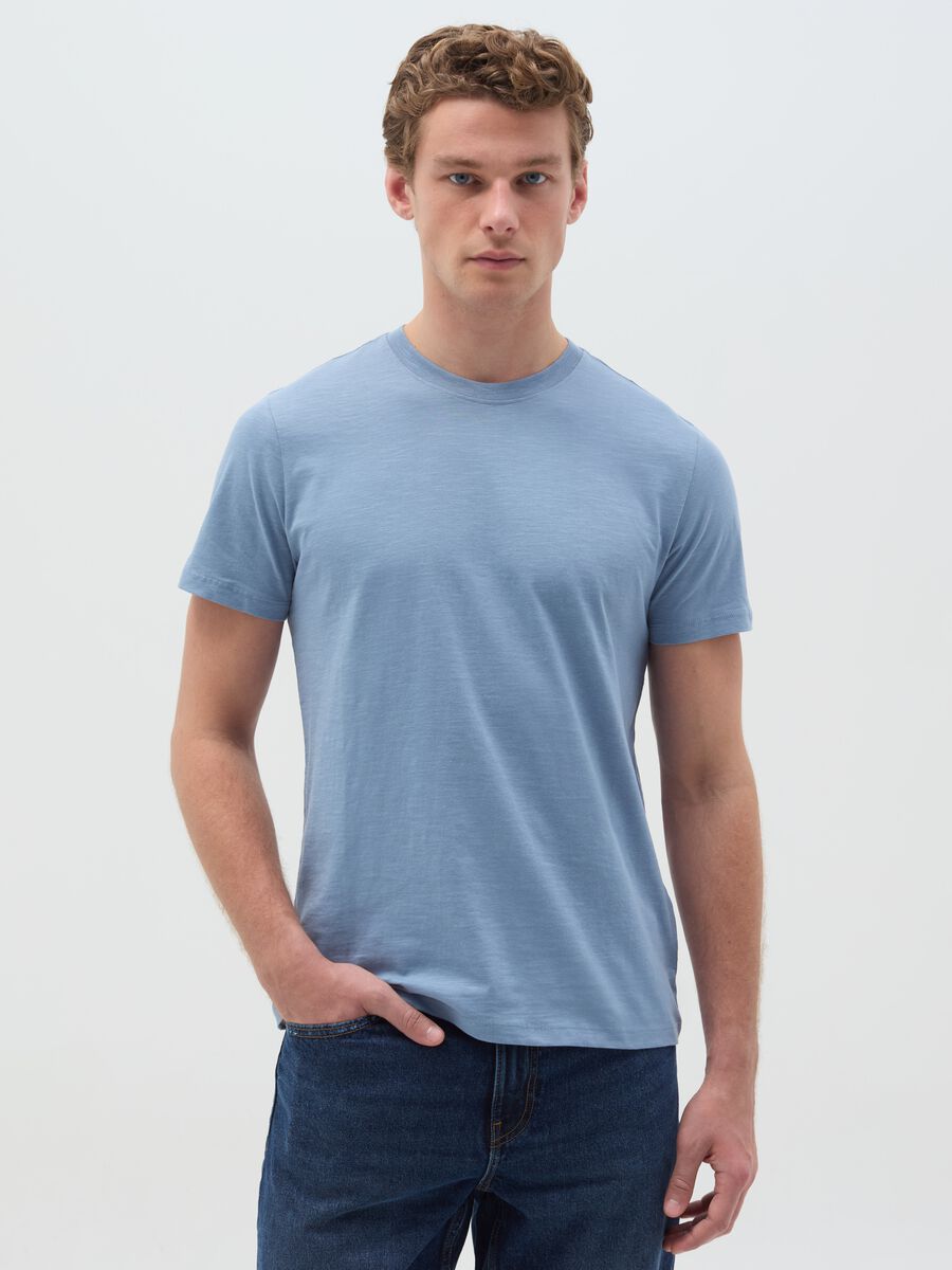 T-shirt in slub cotton with round neck_0