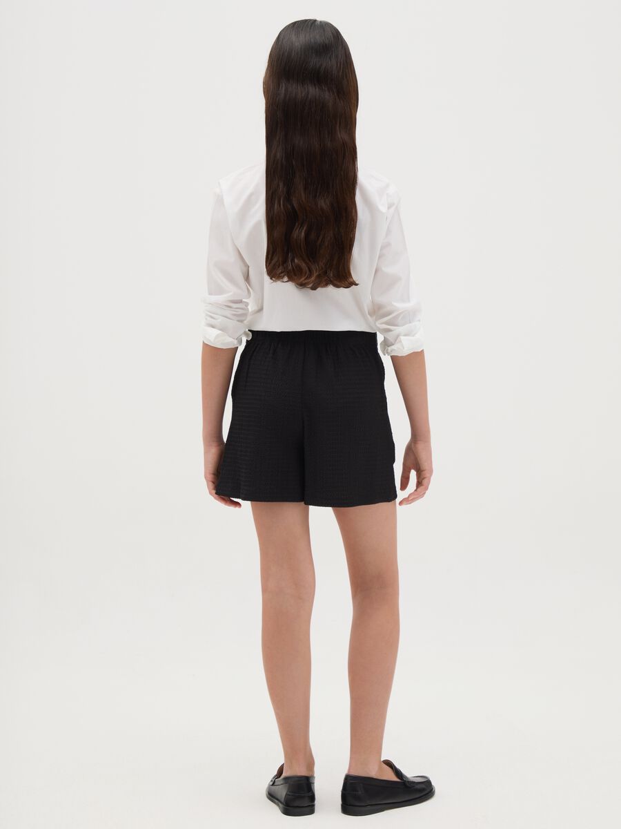 Shorts da ragazze in tessuto elasticizzato nero_3