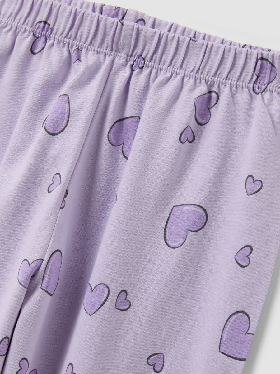 Purple pure organic cotton heart-print pyjamas for girls_3