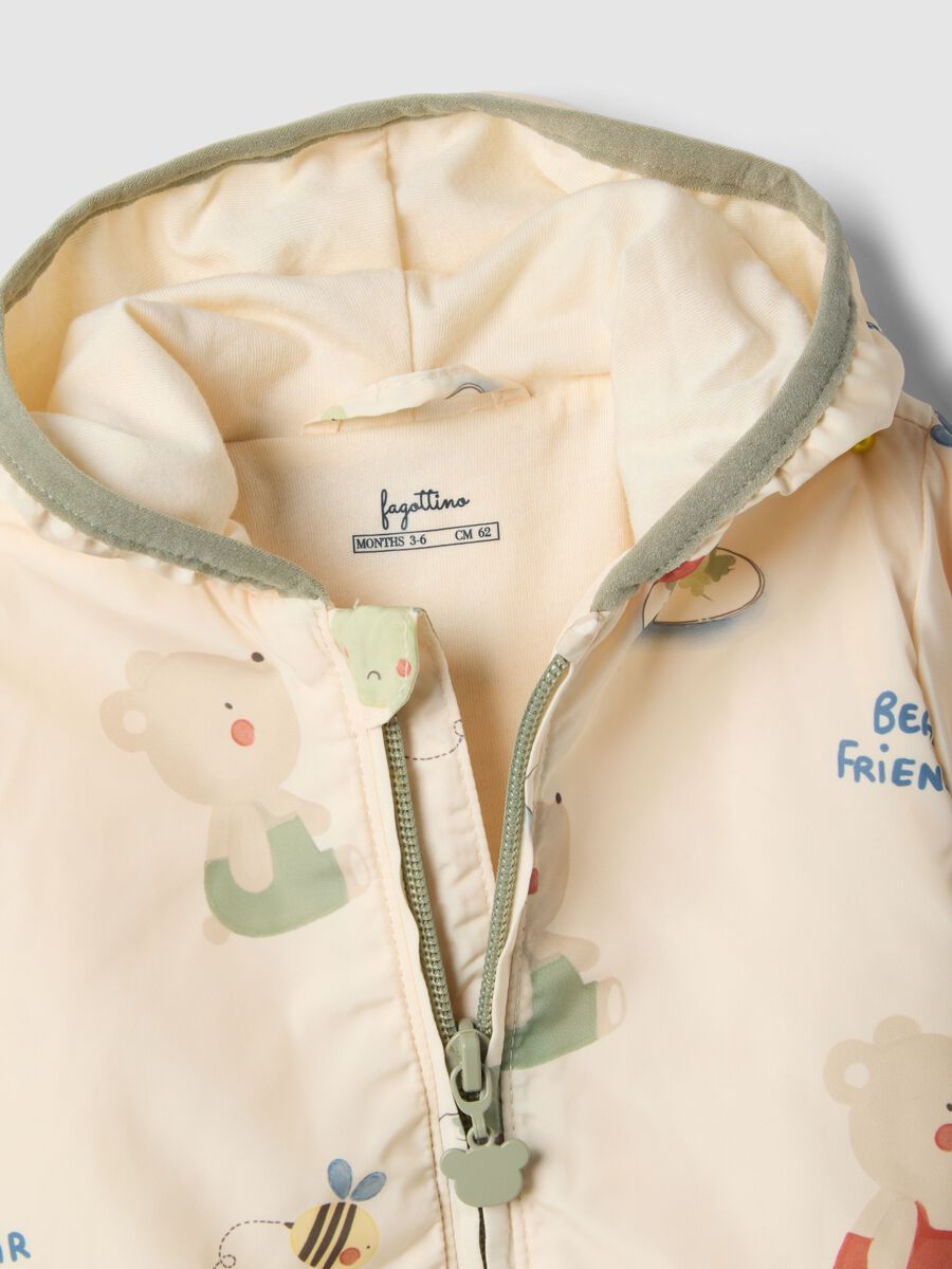 Giacca in cotone beige regular fit con cappuccio per bimbo_2