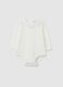 White pure cotton baby bodysuit with collar_0