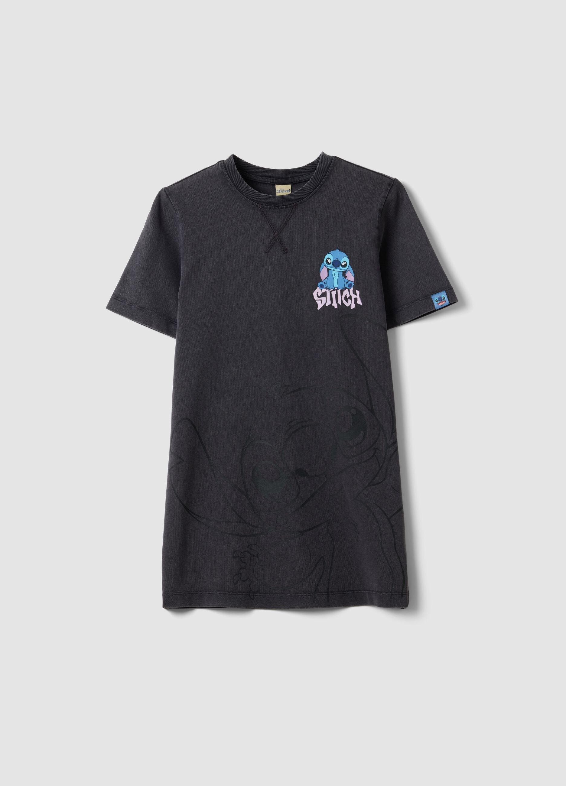 Black pure cotton mini dress with short sleeves