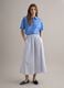 Long white and blue striped pure cotton skirt_0