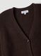 Brown stretch-fabric cardigan with deep V-neckline_5