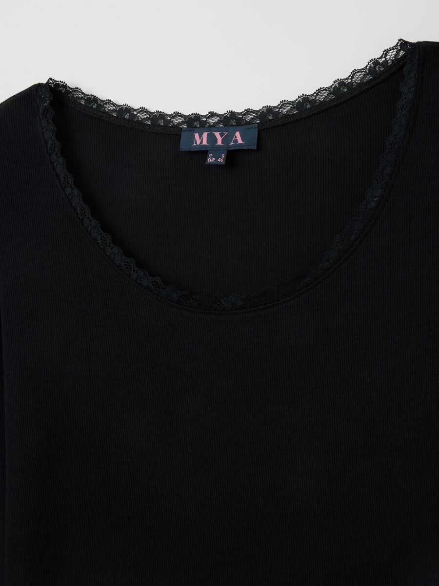 T-shirt a maniche lunghe nera regular fit_1