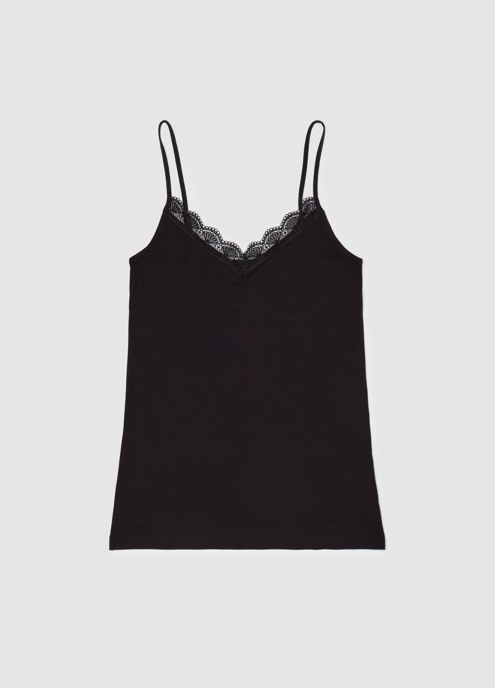Vest with V neck and lace