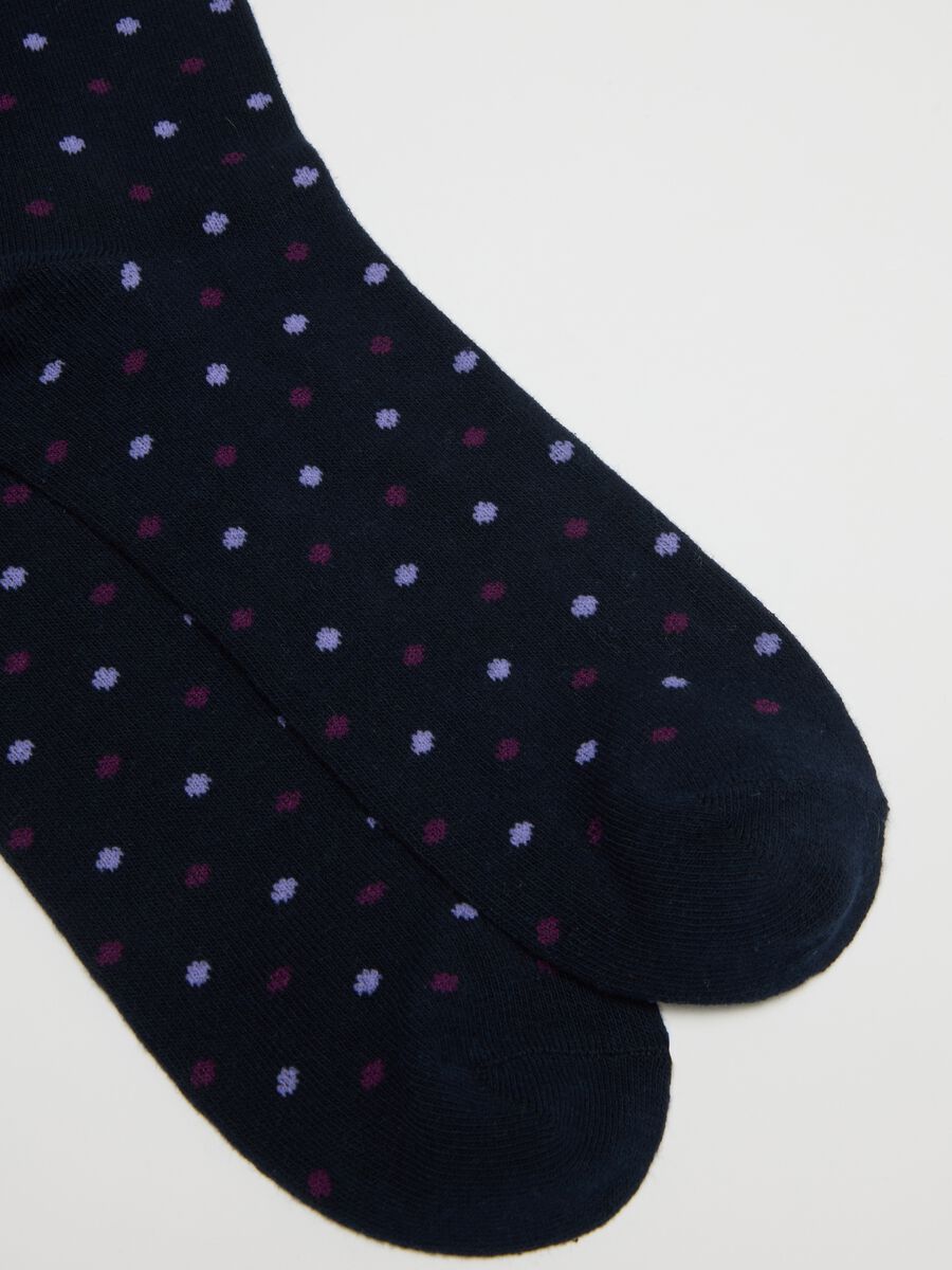 Three-pack of blue cotton mix elastic socks_1