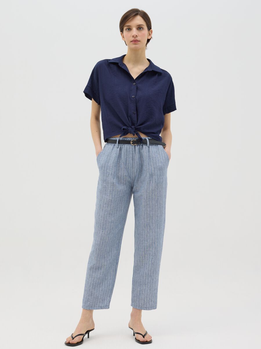 Blue trousers in stretch fabric_0