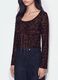 Brown stretch T-shirt with flocked floral print_2