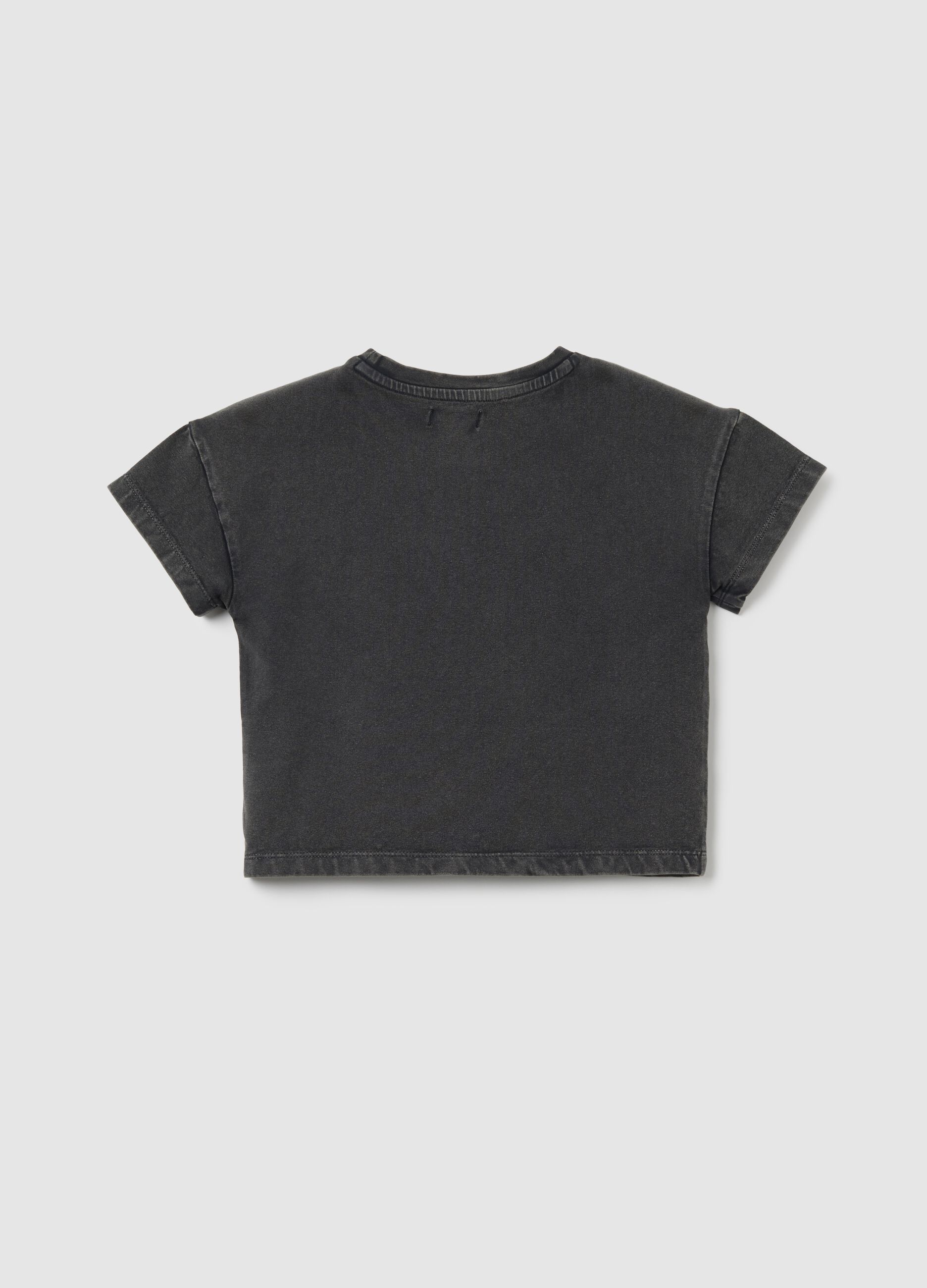 Girls' grey stretch cotton t-shirt