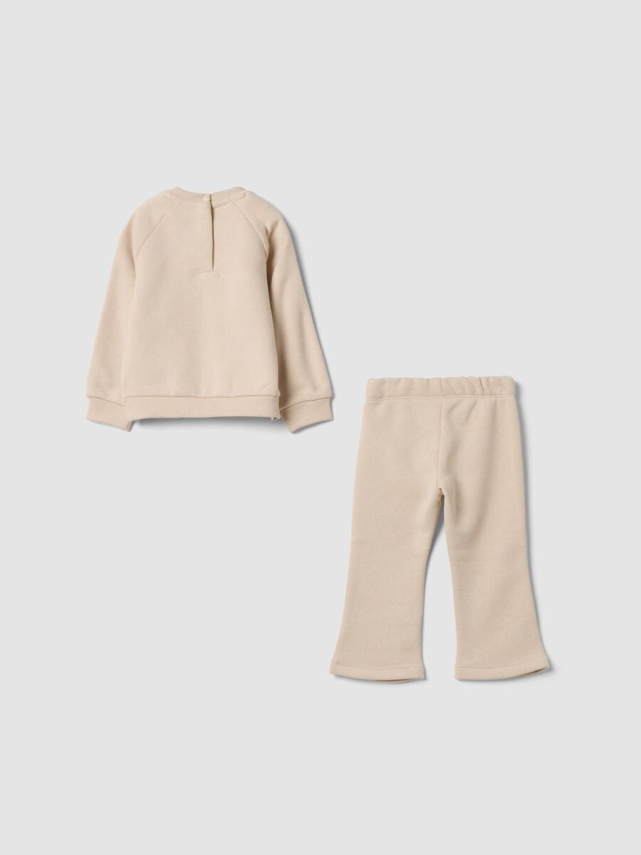 Completo jogging beige in misto cotone regular fit con stampa_1
