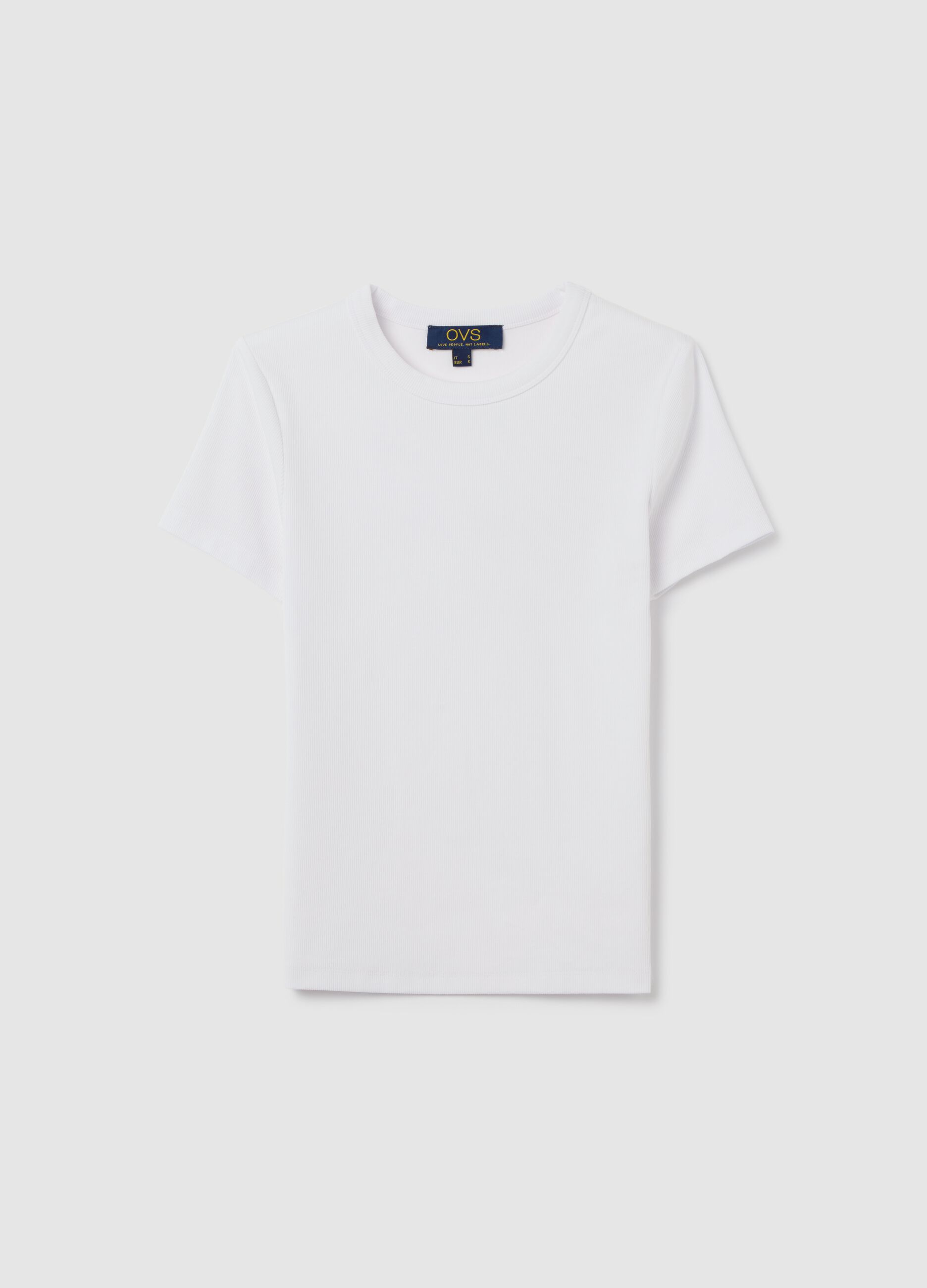 T-shirt da donna in cotone elasticizzato bianca regular fit