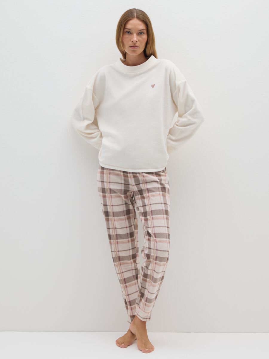 Pantaloni pigiama in pile rosa_0