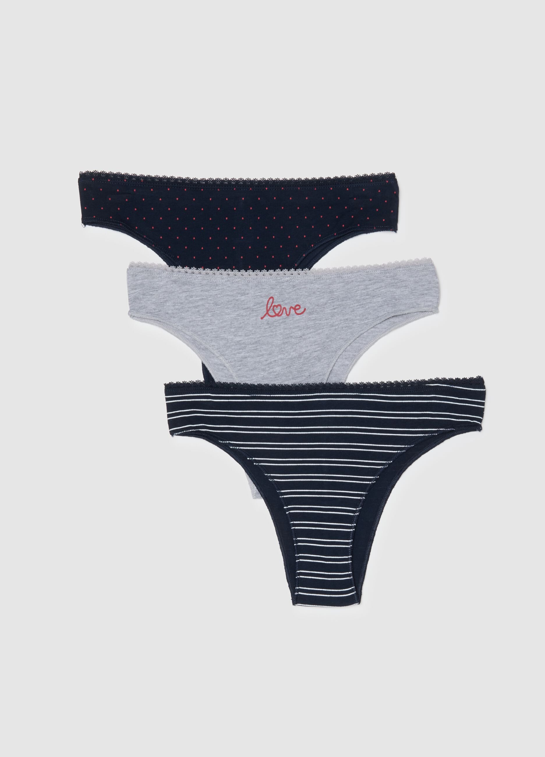 Tripack slip multicolor in cotone elasticizzato