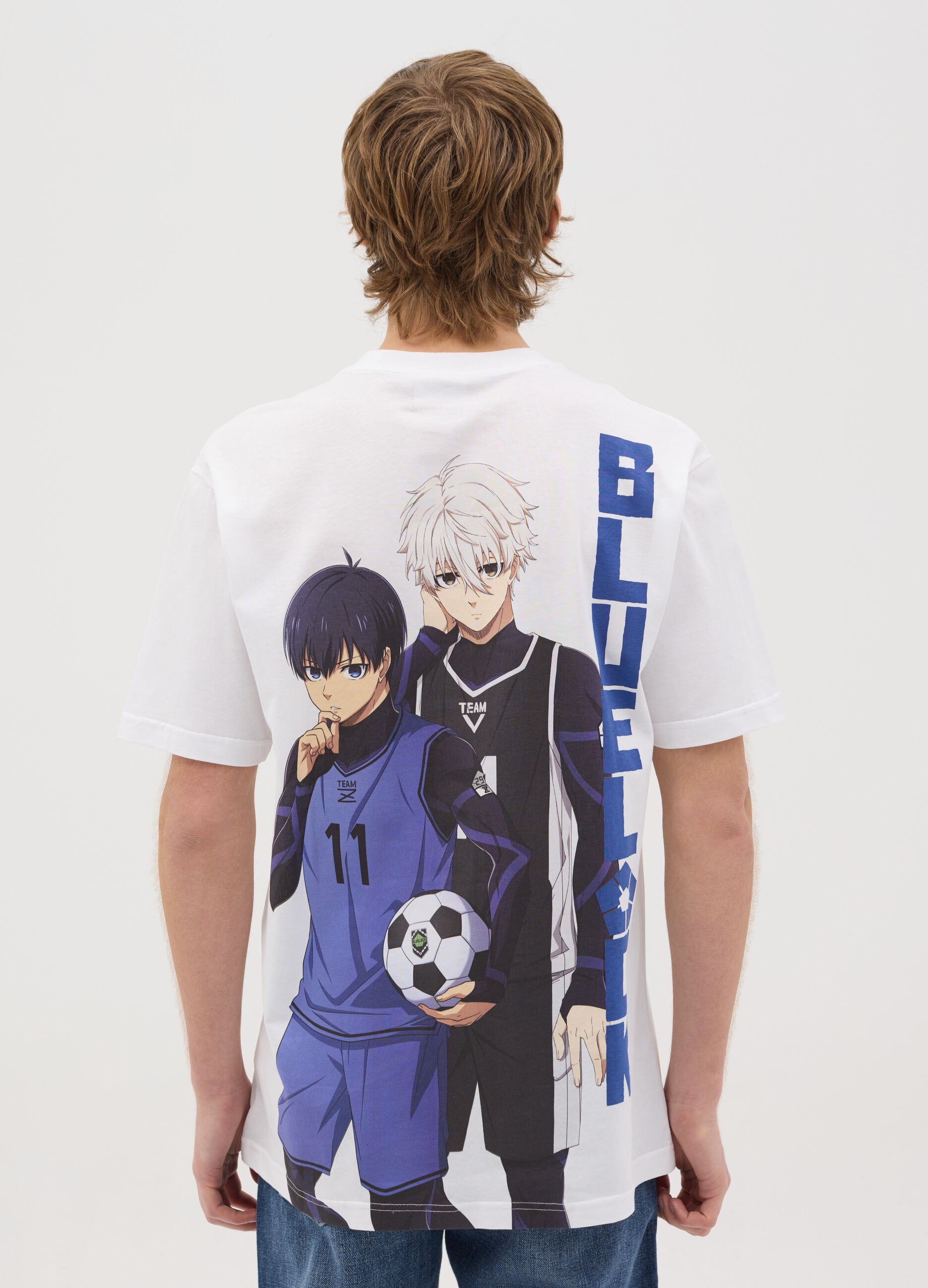 White T-shirt with Seishiro Nagi print