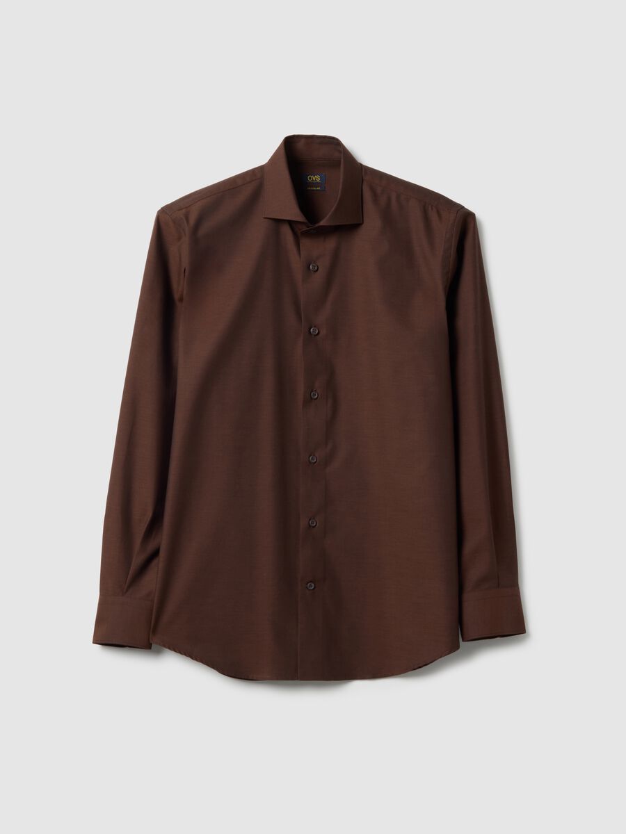 Pure cotton brown shirt regular fit easy iron_0