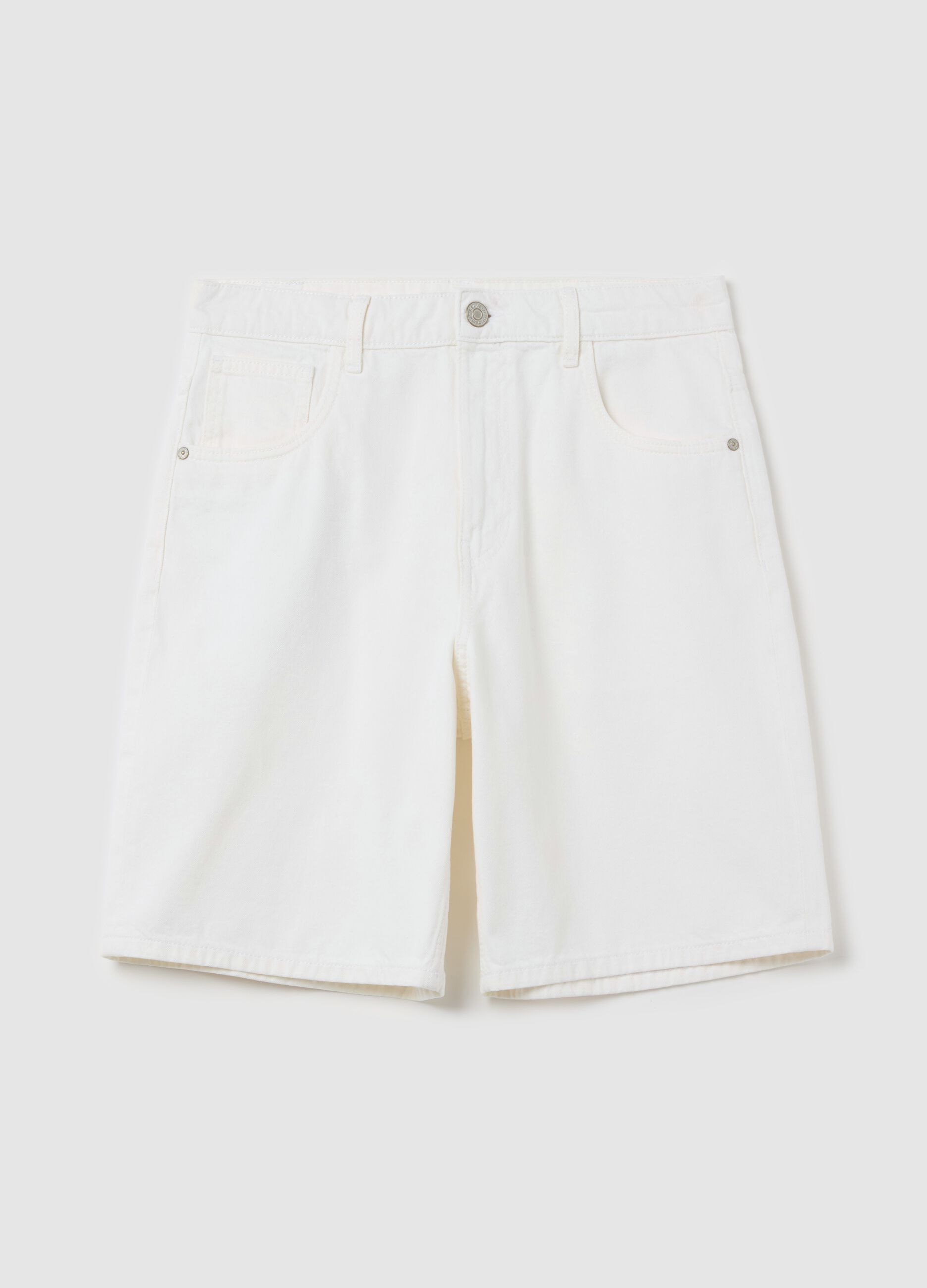 Baggy-fit Bermuda shorts in denim with five pockets