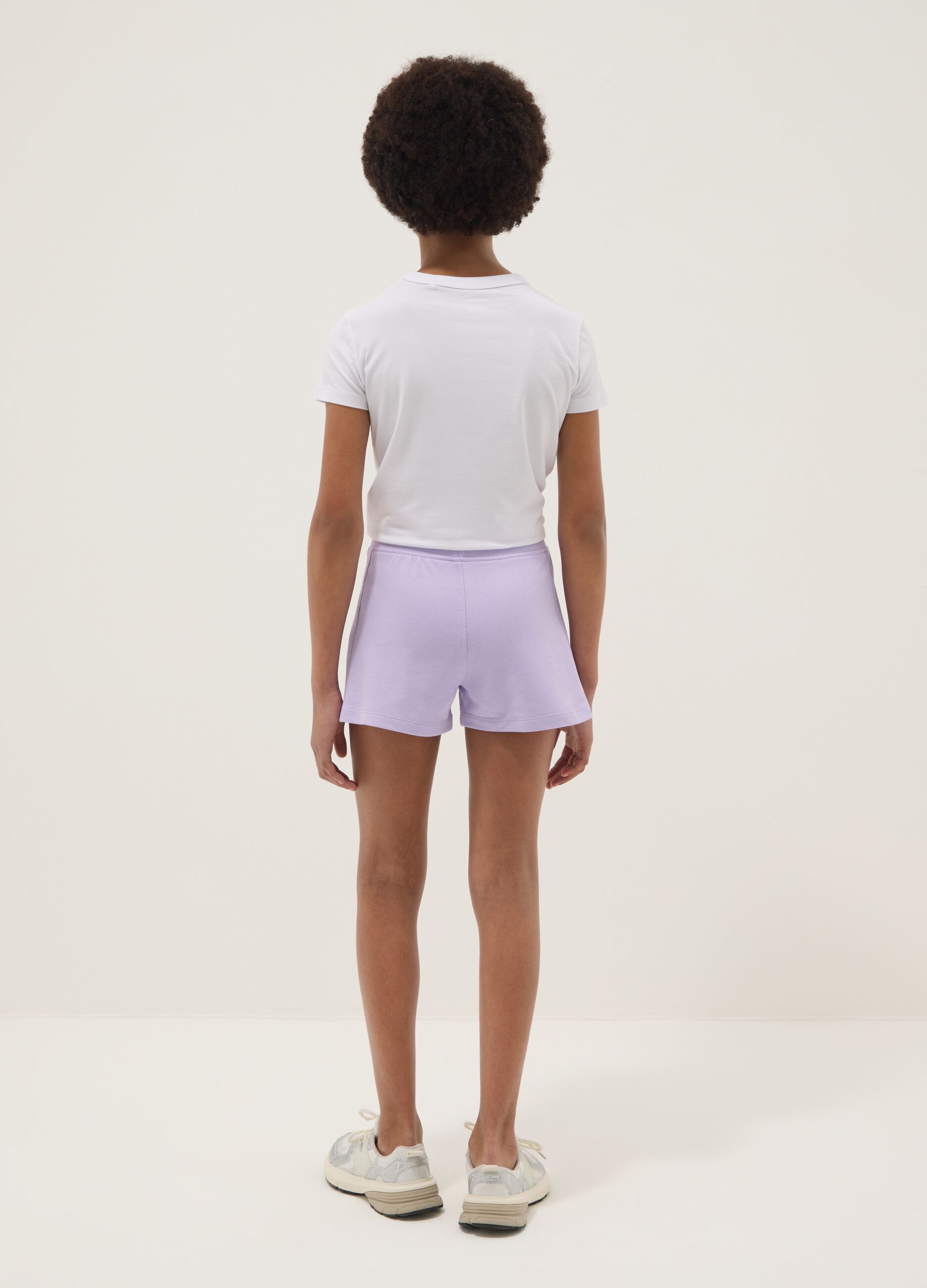 Girls&rsquo; purple organic cotton shorts with elasticated waistband