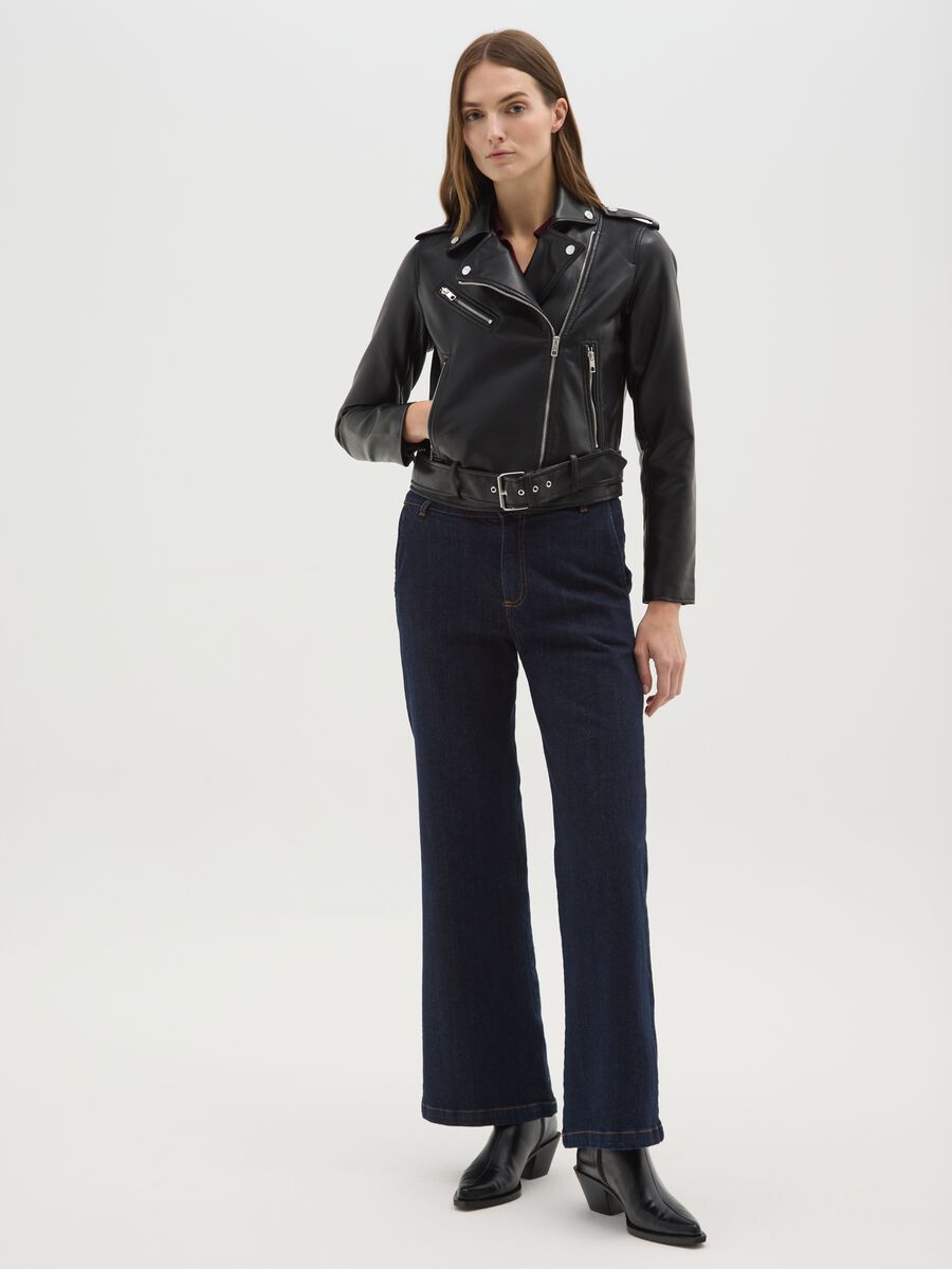 Giacca biker nera con zip_1