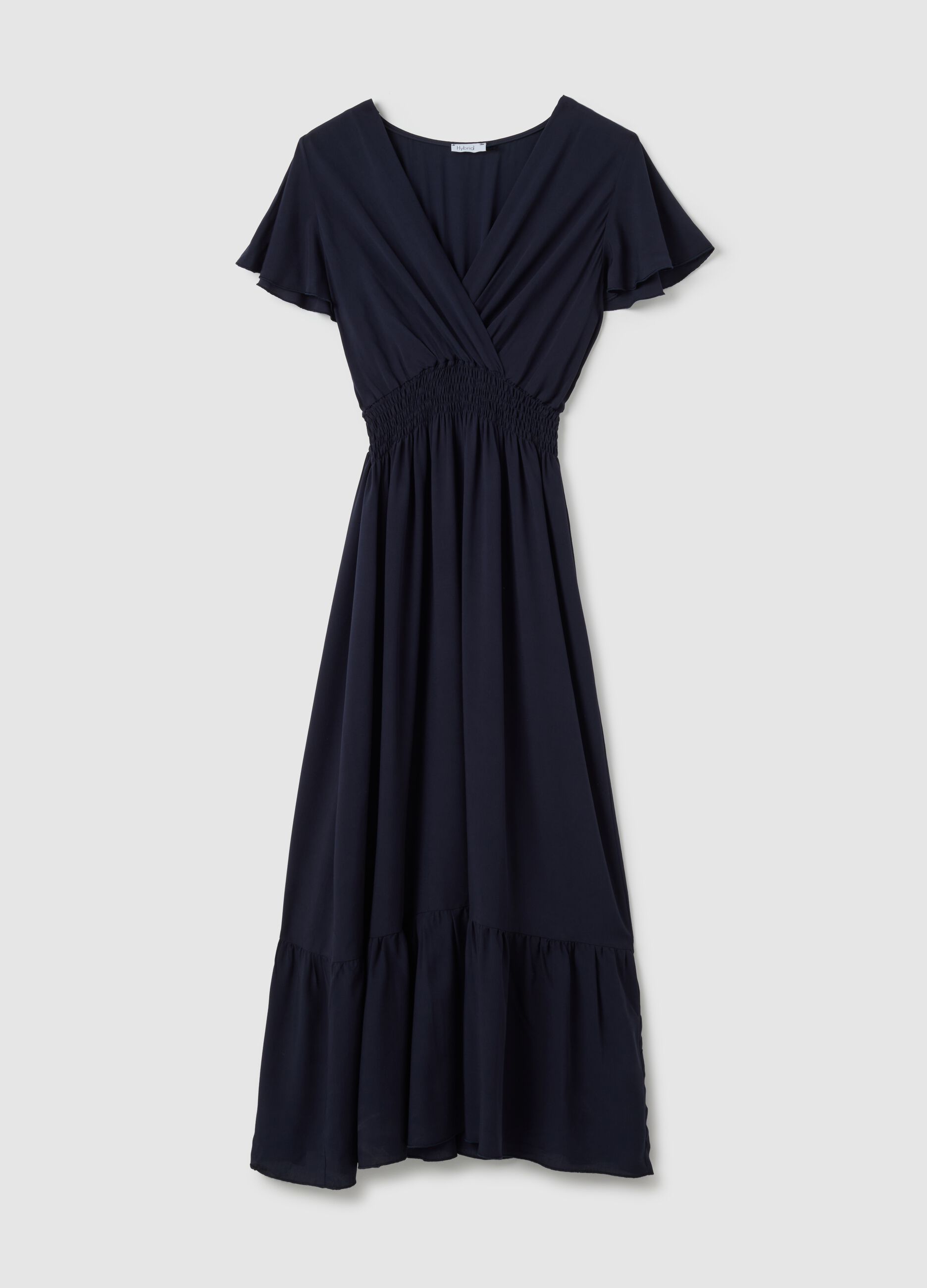 Abito lungo da donna in puro viscosa blu regular fit