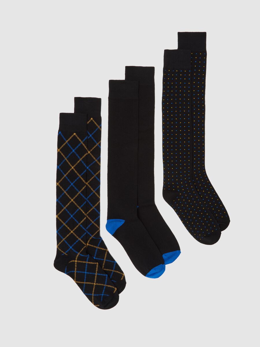 Tripack calze lunghe in misto cotone multicolor_0