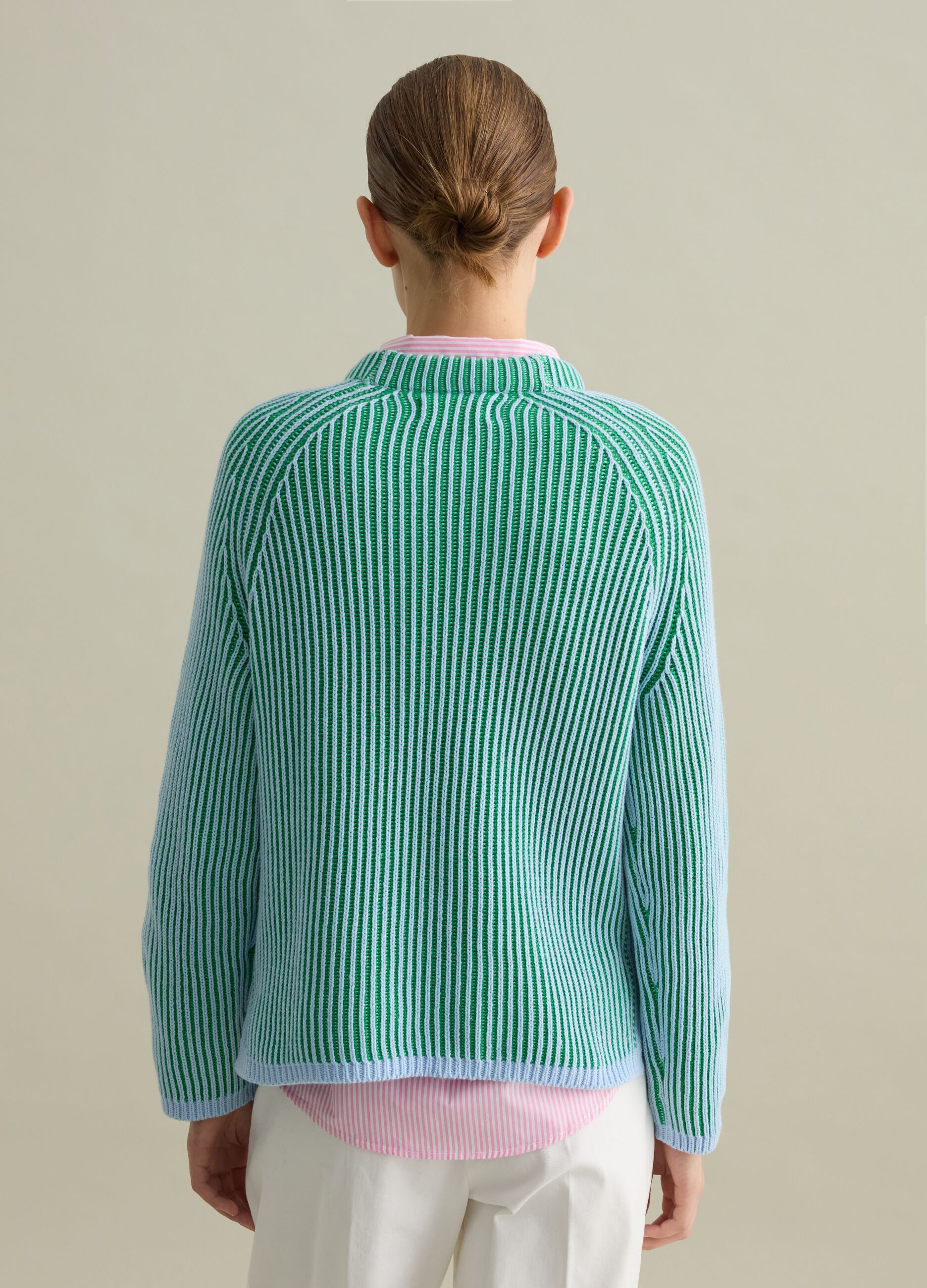 Cotton pullover with striped weave