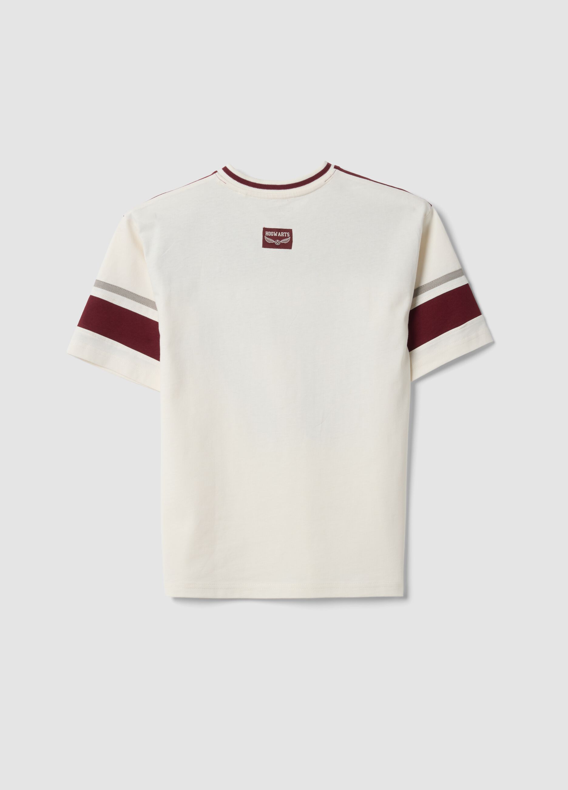 White pure cotton T-shirt with contrast panels