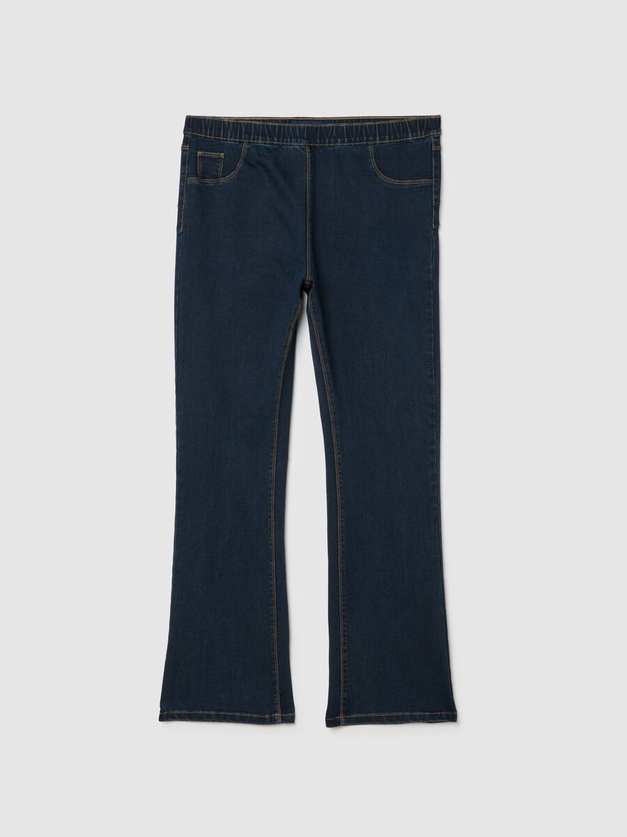 Blue stretch denim bootcut jeans_4