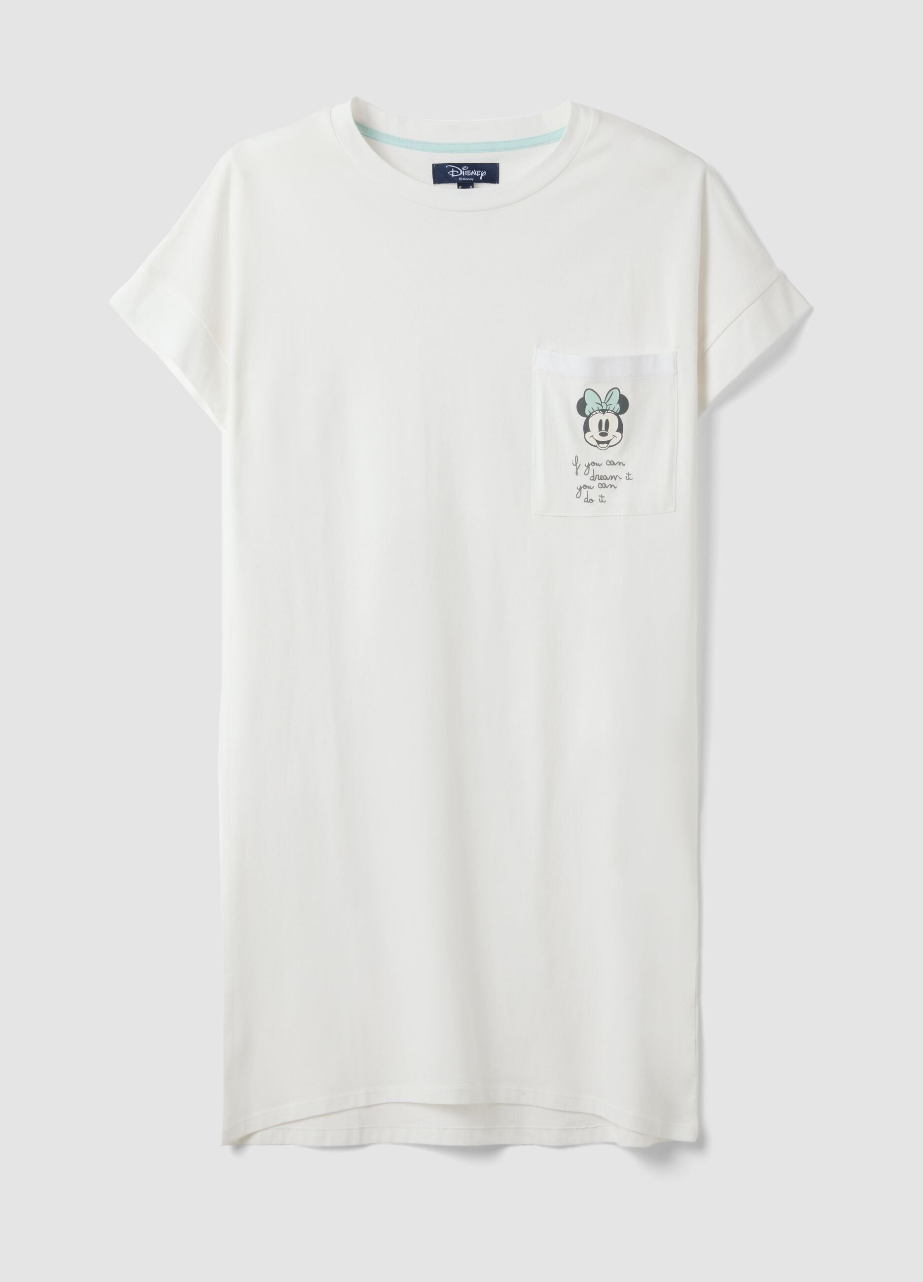 Camicia da notte bianca in puro cotone organico con stampa Minnie