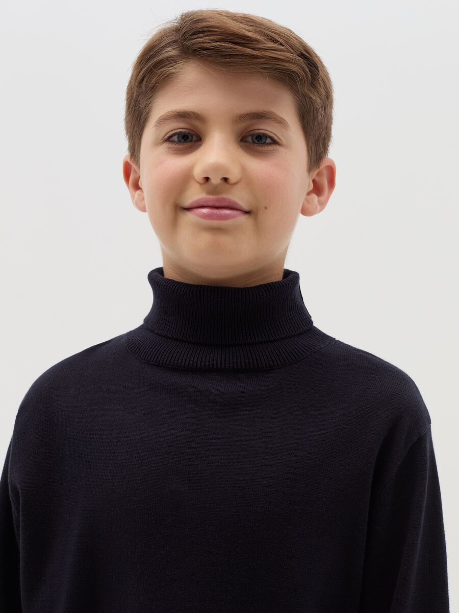 Solid colour cotton turtleneck jumper_1