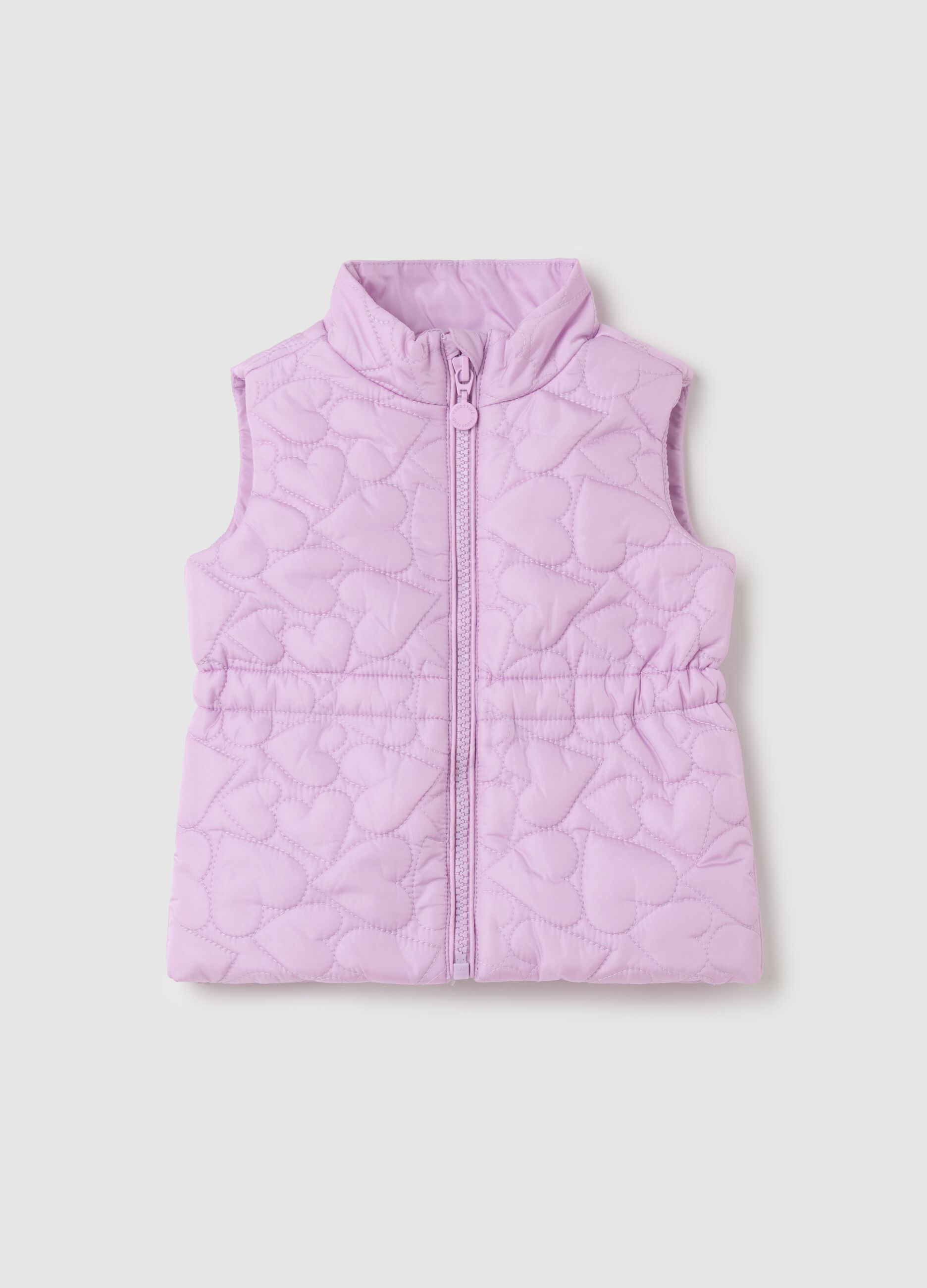 Full-zip gilet with heart quilting